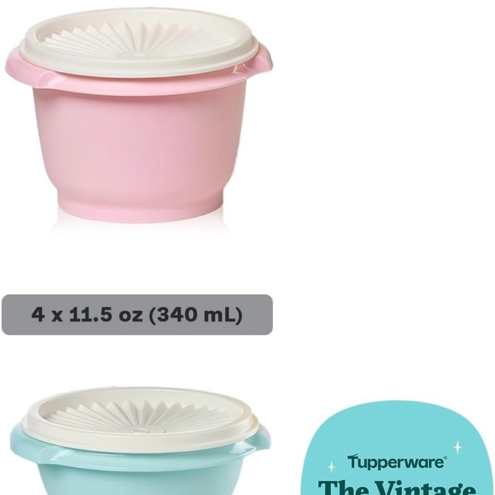Tupperware Heritage Collection Pastel food storage with Lids set of 4 lager size